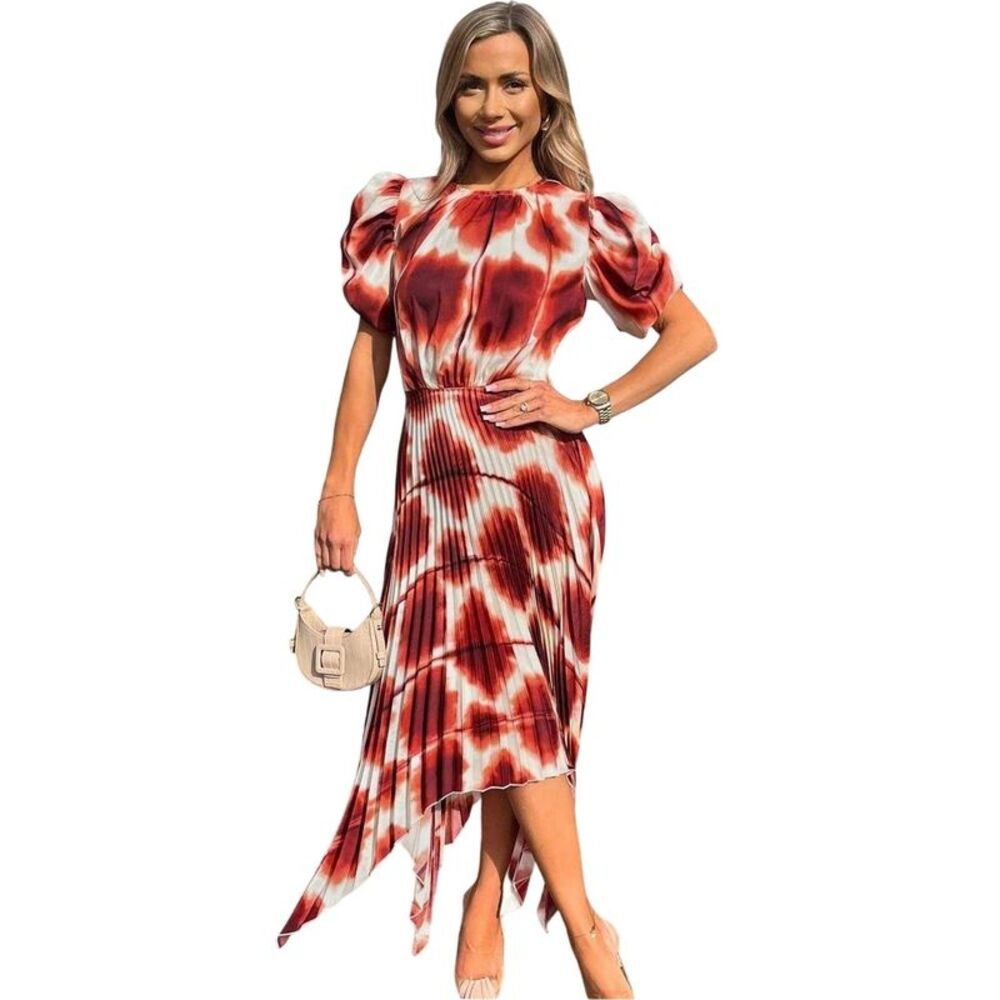 AX Paris Womens/Ladies Puff Sleeve Midi Dress / Rust